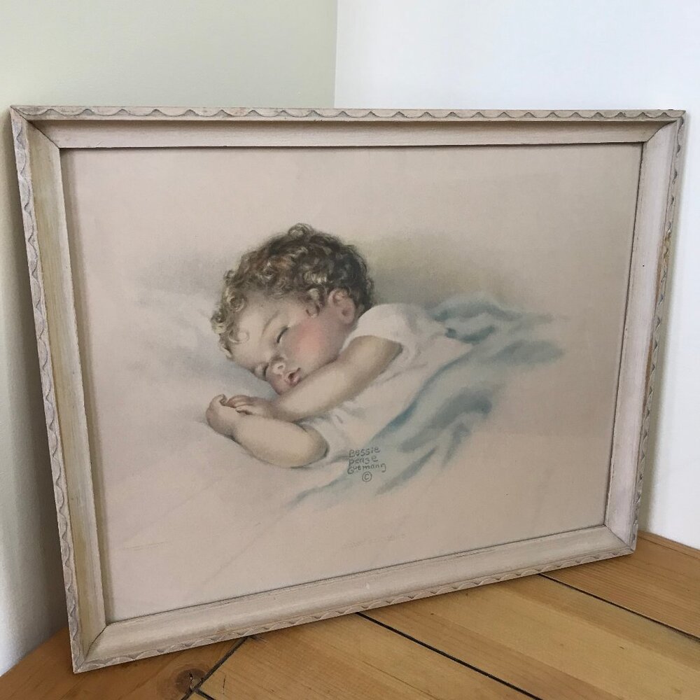 Sweet Innocence Bessie Pease Gutmann Vintage Framed Art Print Sleeping Child